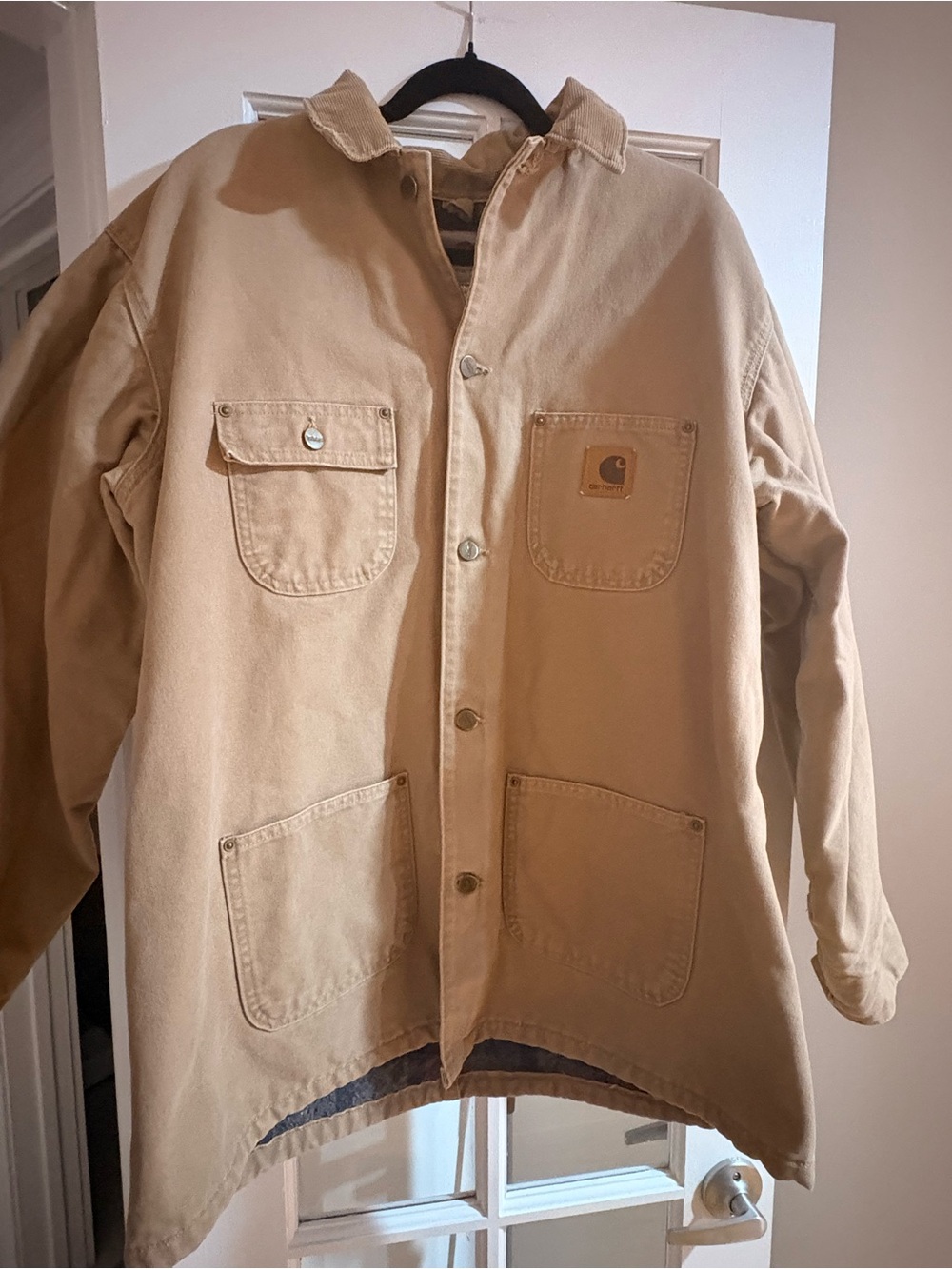 Vintage Carhartt C02 SDL Chore Coat Jacket XLT USA Blanket Lined Duck Canvas Tan
